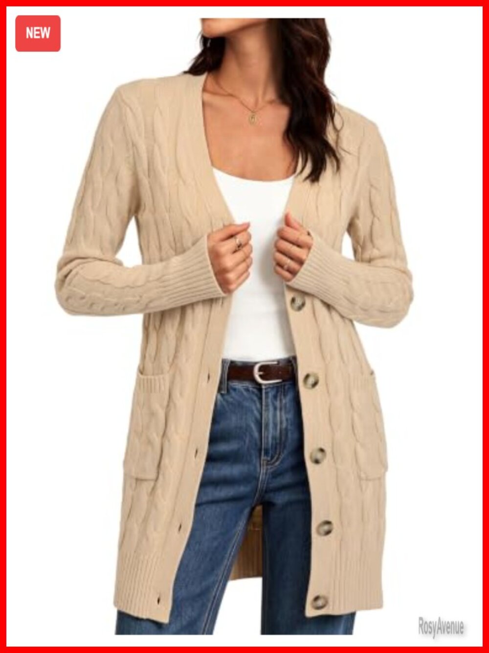 Cable Knit Button Long Chunky Cardigan Oversized Sweater